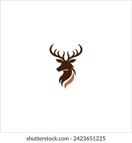 Simple Deer Logo Silhouette Black Flat Vector On white background