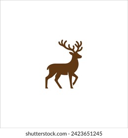 Simple Deer Logo Silhouette Black Flat Vector On white background