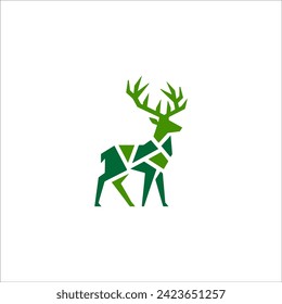 Logotipo de ciervo simple Silhouette Vector plano negro sobre fondo blanco