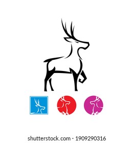 simple lootipo de ciervo, silueta de ciervo grande de pie y caminar lentamente, ilustraciones vectoriales