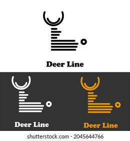 simple deer outline with set of logo icon color options for animals, outdoor animals, hunting. vector concept flat abstract design.
