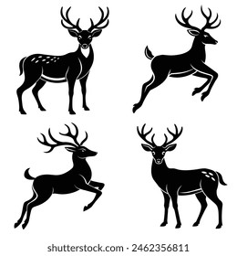 simple deer silhouette jumping vector illustration