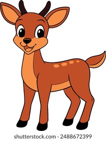 simple deer smiling with flat color vector art
