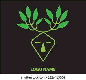 Simple deer-shaped logo design for various purposes that is easily edited and customized, with a green background that can be changed according to the wishes of its users