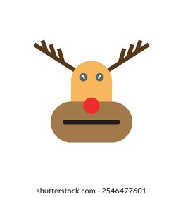 Icono plano de piel de ciervo simple, ilustración de diseño de Vector de personaje de dibujos animados de ciervo. 