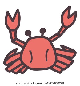 Simple deformed hand-drawn illustration of a crab.