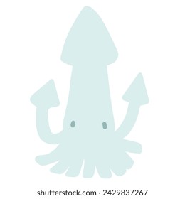 Simple deformed hand-drawn illustration of a squid