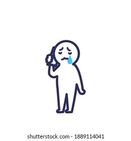 Ilustración simple y deformada de un llanto humano mientras llama