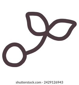 Simple deformed illustration of twin leaves sprouting from a seed.