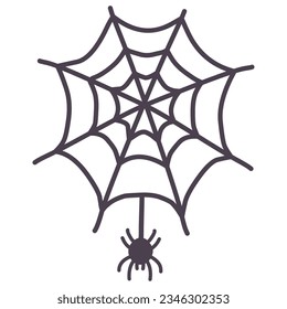 Silueta de araña y telaraña simple deformada