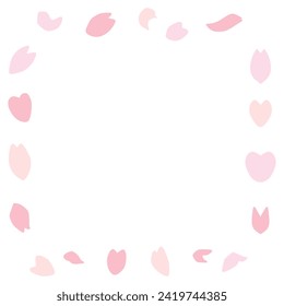 Simple deformed spring-like cherry blossom frame-style color illustration