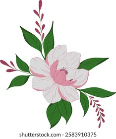 Simple delicate hand drawn flower. Trendy vector botanical illustration on white background
