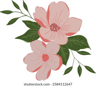 Simple delicate hand drawn flower. Trendy vector botanical illustration on white background