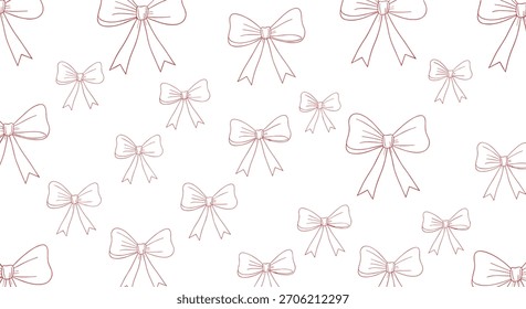 Fondo de patrón transparente simple y delicado con arcos de contorno rosa dibujados a mano en varios tamaños para un diseño lindo y femenino.