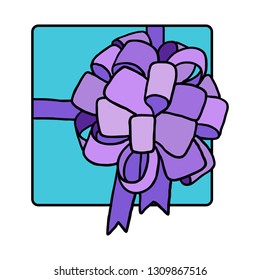 Simple and delicate vector illustration icon of a gift box with the ribbon.