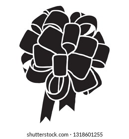 Simple and delicate vector illustration icon of the ribbon bow. Flat drawing.