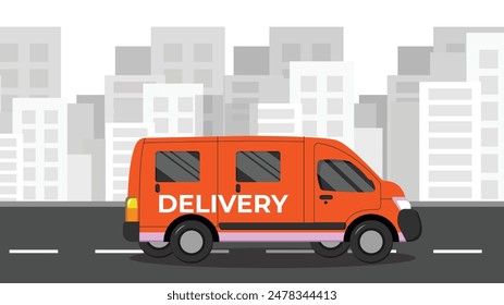 simple entrega coche de conducción en la ilustración de la ciudad