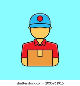 Simple delivery guy vector isolated on white background suitable for icon or illustration