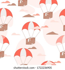 simple delivery package pattern whit pretty clouds vector illustration 
