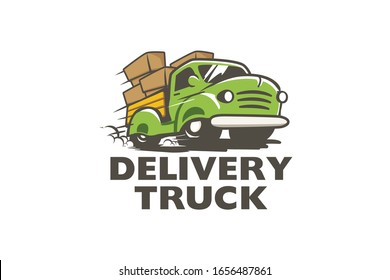 a simple delivery truck logo with speed effects