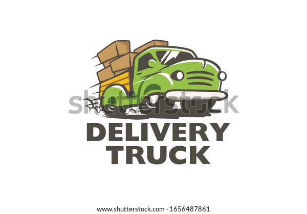 a simple
delivery truck logo with speed
effects