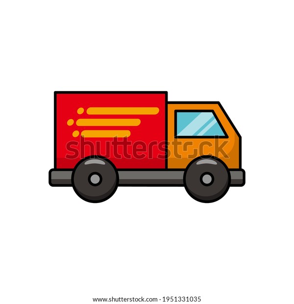 Simple delivery truck vector\
illustration isolated on white background. Colorful delivery truck\
icon