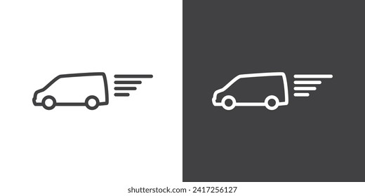 Simple delivery vector icon. Logistic shipping, Express delivery, Fast shipping truck, Delivery icon vector illustration in simple black style symbol sign for apps and website.
