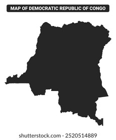 Einfache Demokratische Republik Kongo Schwarze Karte, flache Vektorgrafik