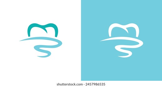 Einfaches Zahnpflege-Logo. Tooth and Hill, River, Lake Logo Icon Symbol Vektorgrafik Design Inspiration.