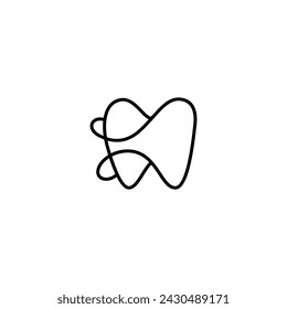 simple dental icon line art vector logo design