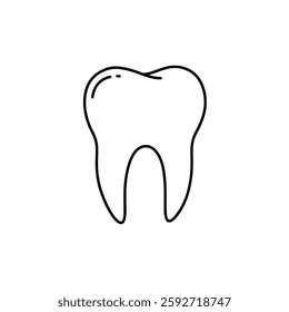 Simple Dental Line Art – Minimalist Tooth Icon for Medical, Healthcare, and Oral Care Concepts