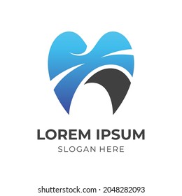 simple dental logo design template concept vector with flat blue and black color style