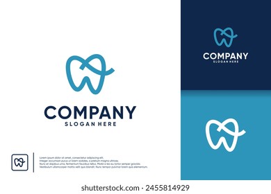 logotipo dental simple, con estilo de la línea, conveniente para los dentistas profesionales, Plantilla del diseño del logotipo.