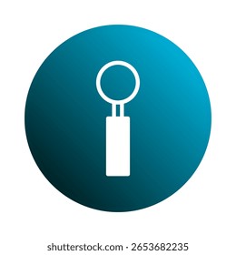 Simple dental mirror icon on blue gradient circle background for medical illustrations graphic design