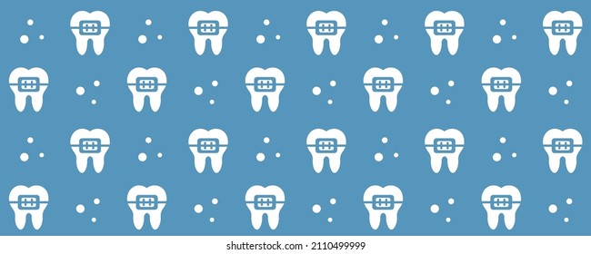 Simple dental pattern of braces. Flat illustration of teeth.