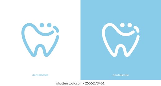 Simple Dental Smile Logo. Teeth and Smiling Face Icon Graphic. Dental Care Logo Design Template.