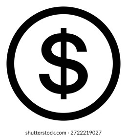 Simples representação de um cifrão dentro de um círculo, representando o valor monetário e os conceitos financeiros.