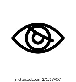 Einfache Darstellung eines Auges mit einem "nicht"-Symbol, das Einschränkungen oder Datenschutzbedenken darstellt.
