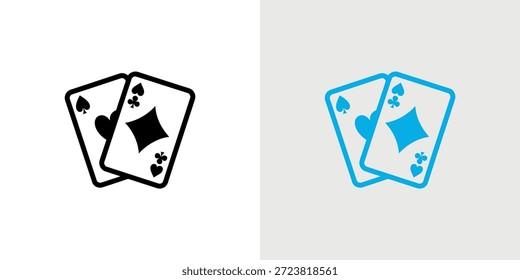 Uma simples representação de duas cartas de baralho, uma em preto e a outra em azul.
