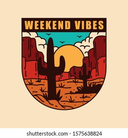 simple desert badge design illustration