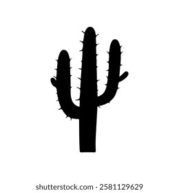 Simple desert cactus silhouette icon flat vector illustration design.