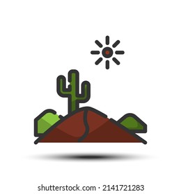 Simple desert filled line icon, dry and desert related concept on the white background