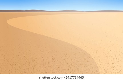 Simple desert landscape view. Sandy field flat vector illustration