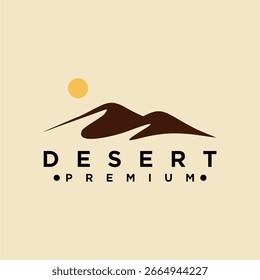 Design de logotipo do deserto simples, logotipo do deserto com sol