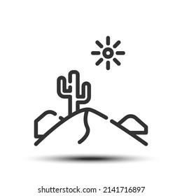 Simple desert outline icon, dry and desert related concept on the white background