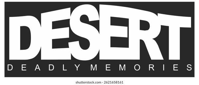 Simple DESERT text vector, 3D concept, black background.