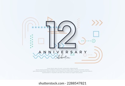 simple design 12th anniversary. with a simple line premium design.Premium vector for poster, banner, celebration greeting.