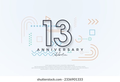 simple design 13th anniversary. with a simple line premium design.Premium vector for poster, banner, celebration greeting.