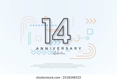 simple design 14th anniversary. with a simple line premium design.Premium vector for poster, banner, celebration greeting.