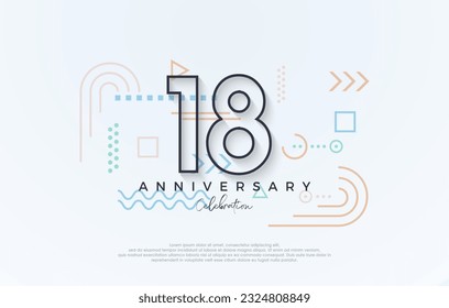 simple design 18th anniversary. with a simple line premium design.Premium vector for poster, banner, celebration greeting.